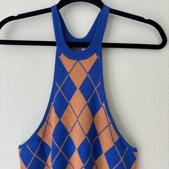 Urban Outfitters Argyle‎ Knit Sweater Mini Dress Size Medium NWT - Picture 6 of 14